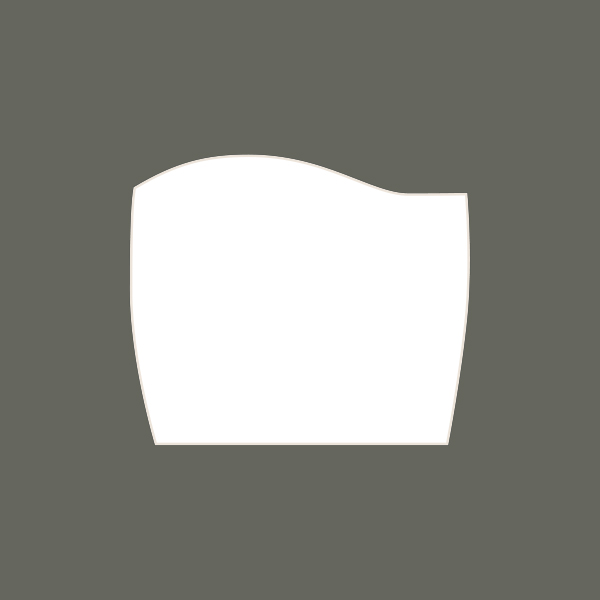 Puoliserpentiini kaarevat sivut.