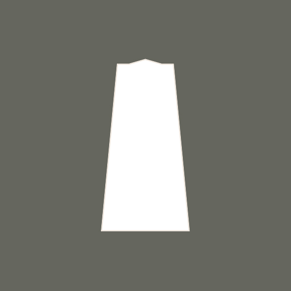 Ylöspäin kapeneva harjapäällinen tasolla.