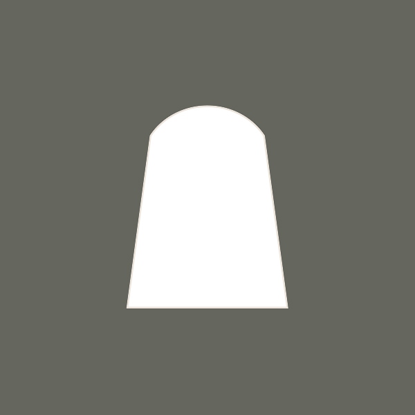 Ylöspäin kapeneva kaaripäällinen.