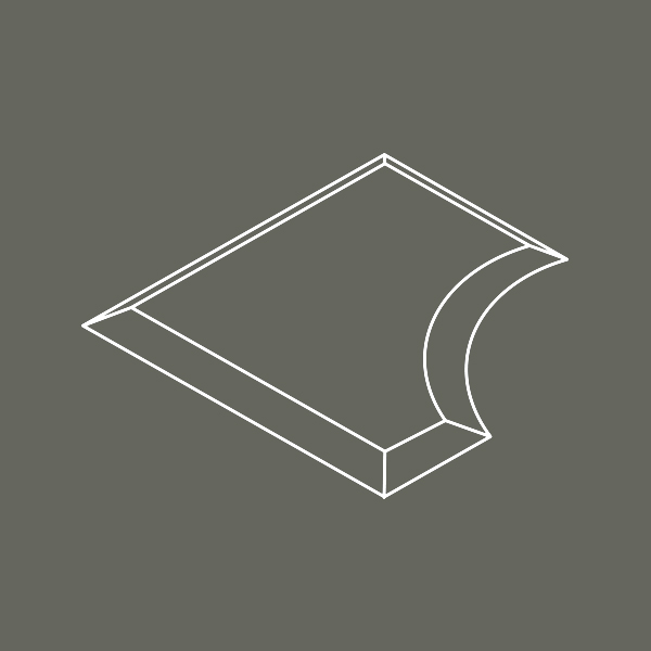 Erikoispohjakivi viistereunoilla.